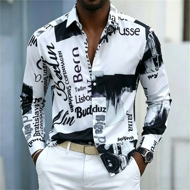 Fashion Streetwear - Chemise à manches longues imprimée pour