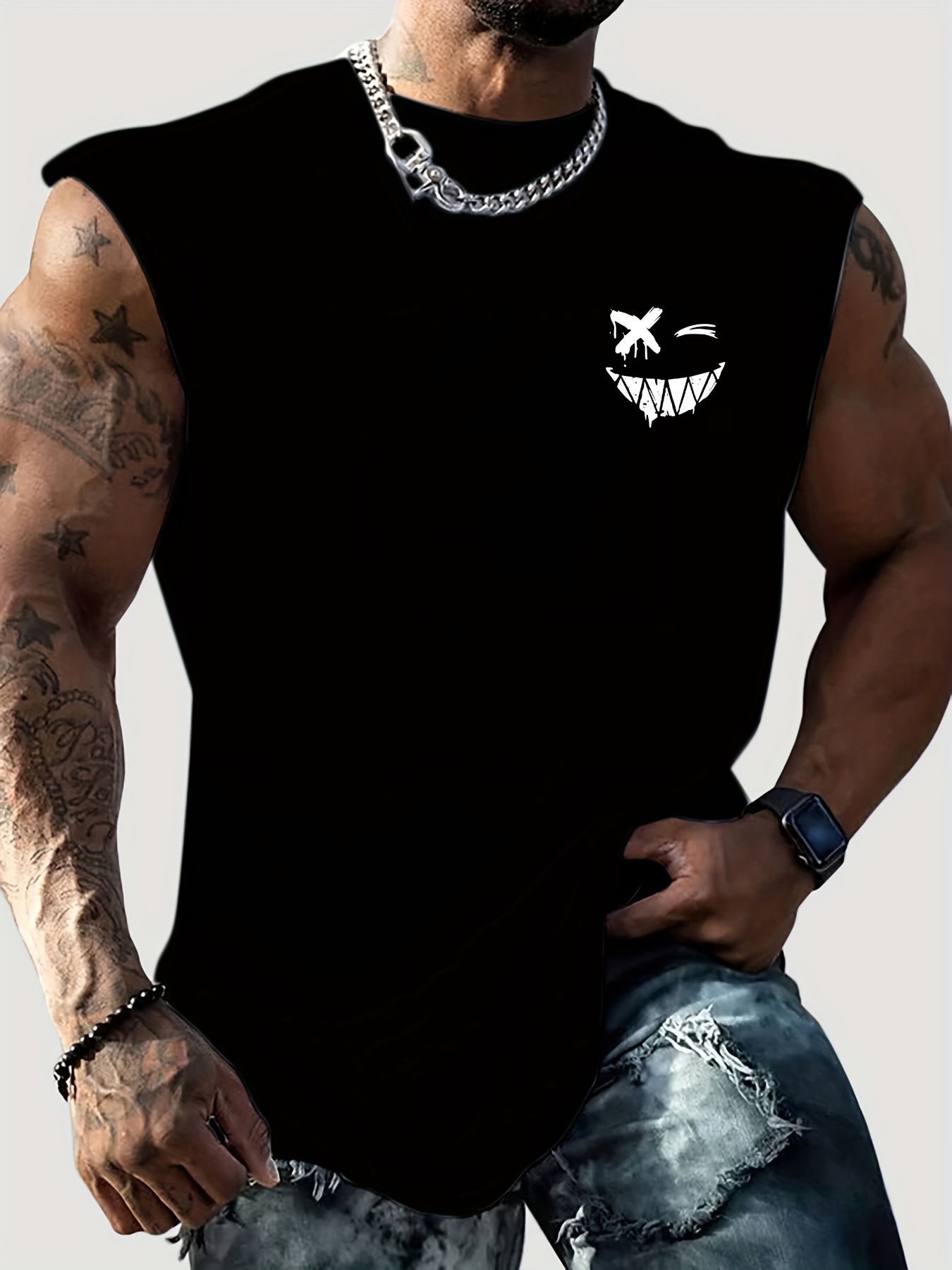 Fashion Streetwear - Débardeurs streetwear pour hommes, imprimé visage