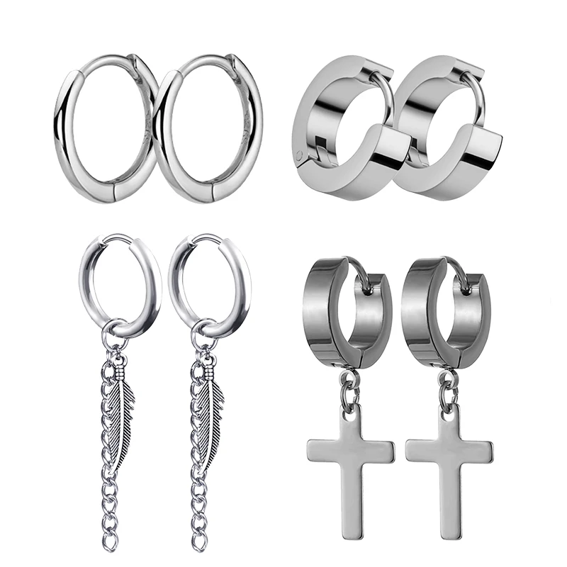 Street Fashion Earrings - Boucles d'oreilles croix en acier inoxydable