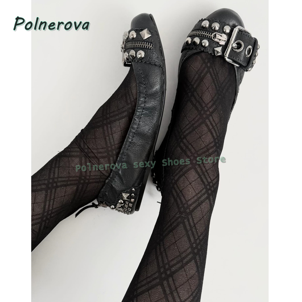 Street Fashion Styles - Chaussures Mary Jane à boucle rivetée,