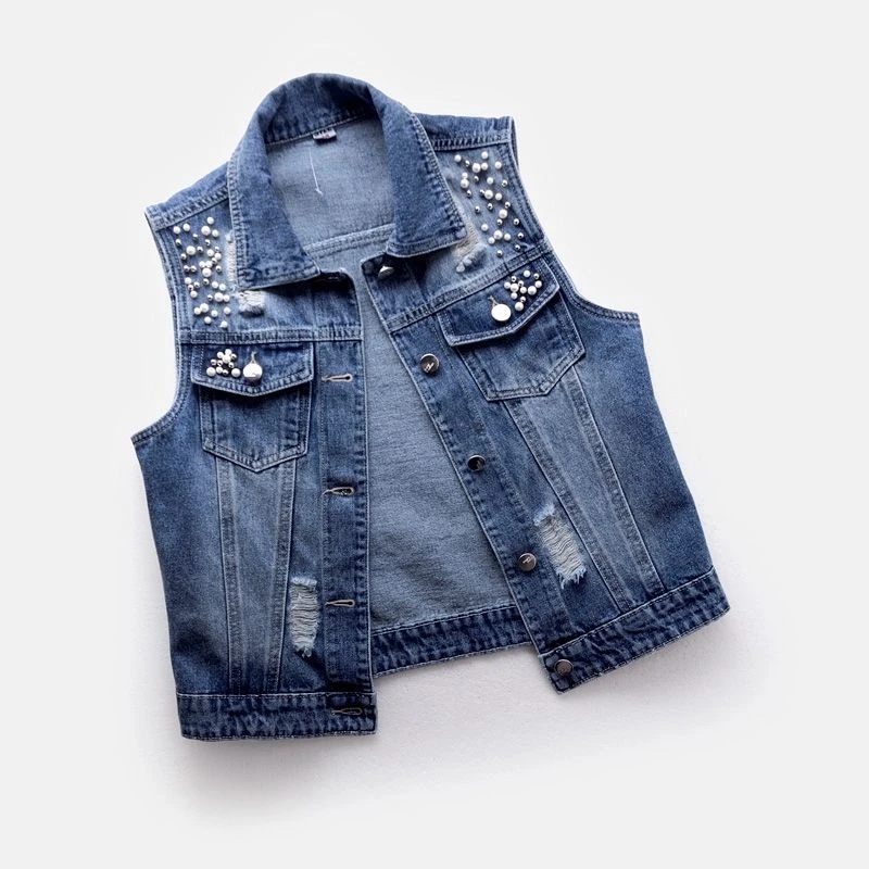Gilet en jean pour femme, orné - Street Fashion Jeans Women avis et prix