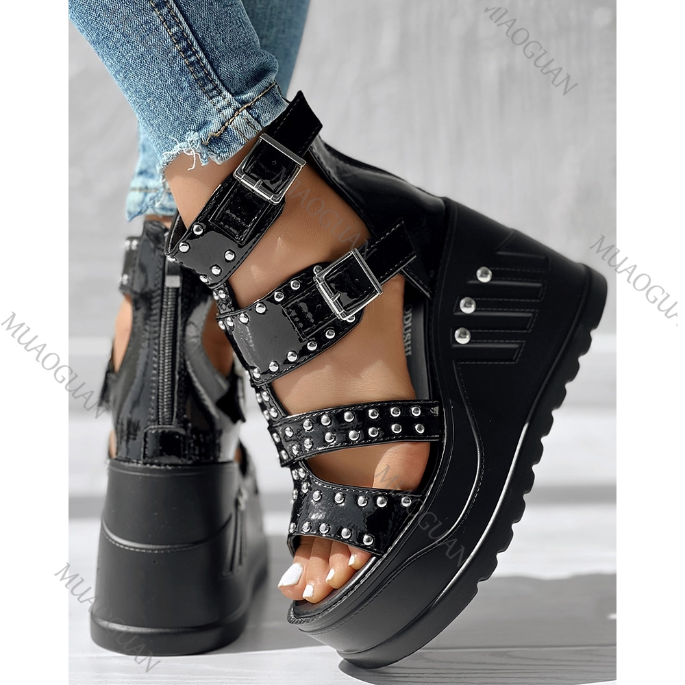 Sandales noires à bout ouvert  - Street Fashion Styles avis et prix