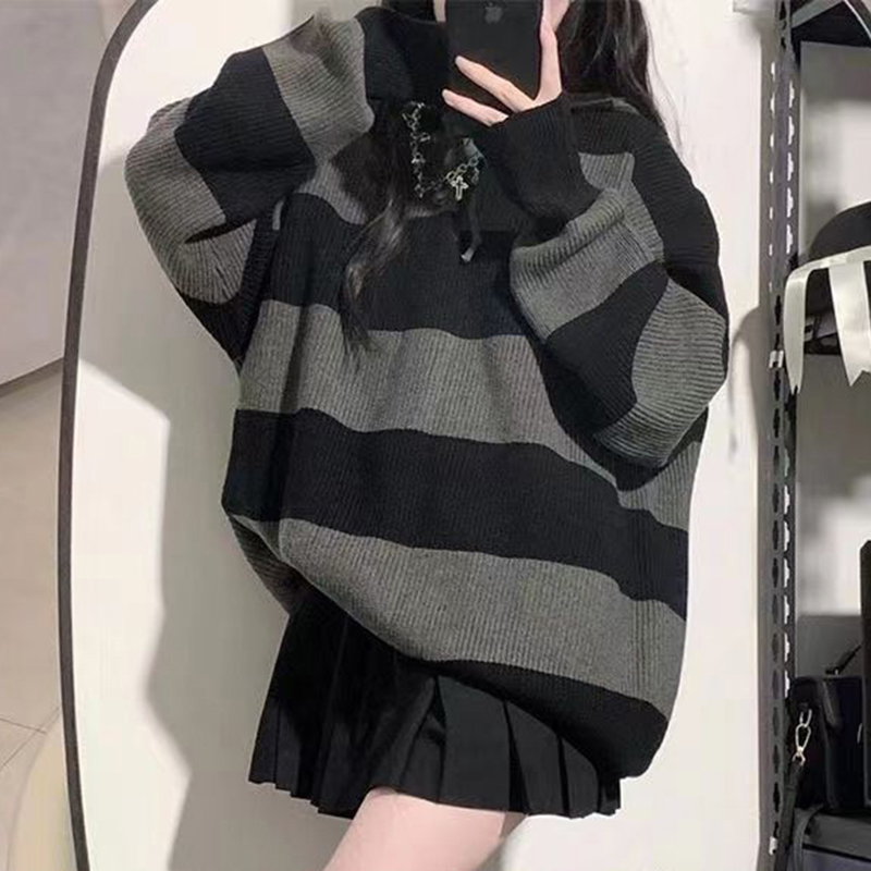 Pull rayé surdimensionné pour  - Street Fashion Korea avis et prix