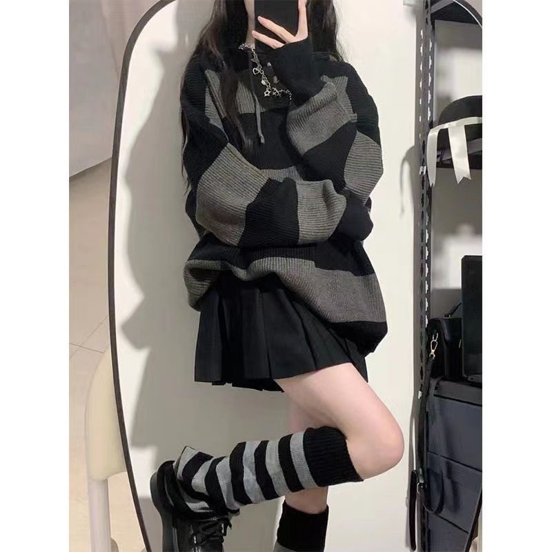 Pull rayé surdimensionné pour  - Street Fashion Korea avis et prix