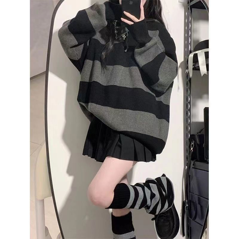 Pull rayé surdimensionné pour  - Street Fashion Korea avis et prix