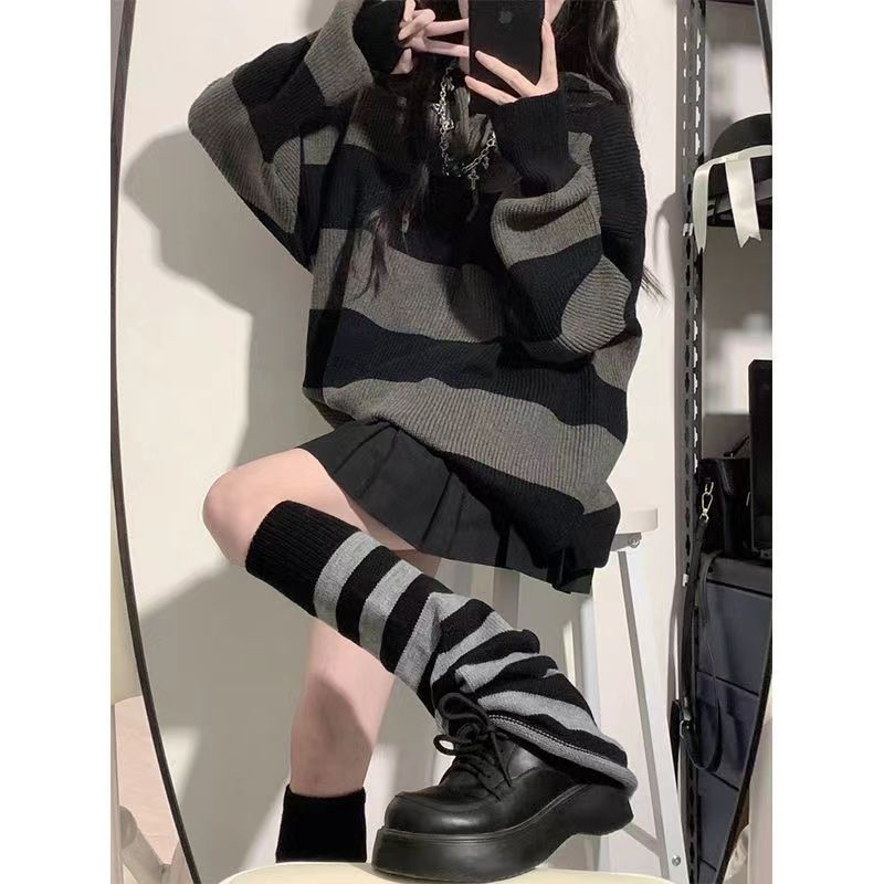 Pull rayé surdimensionné pour  - Street Fashion Korea avis et prix