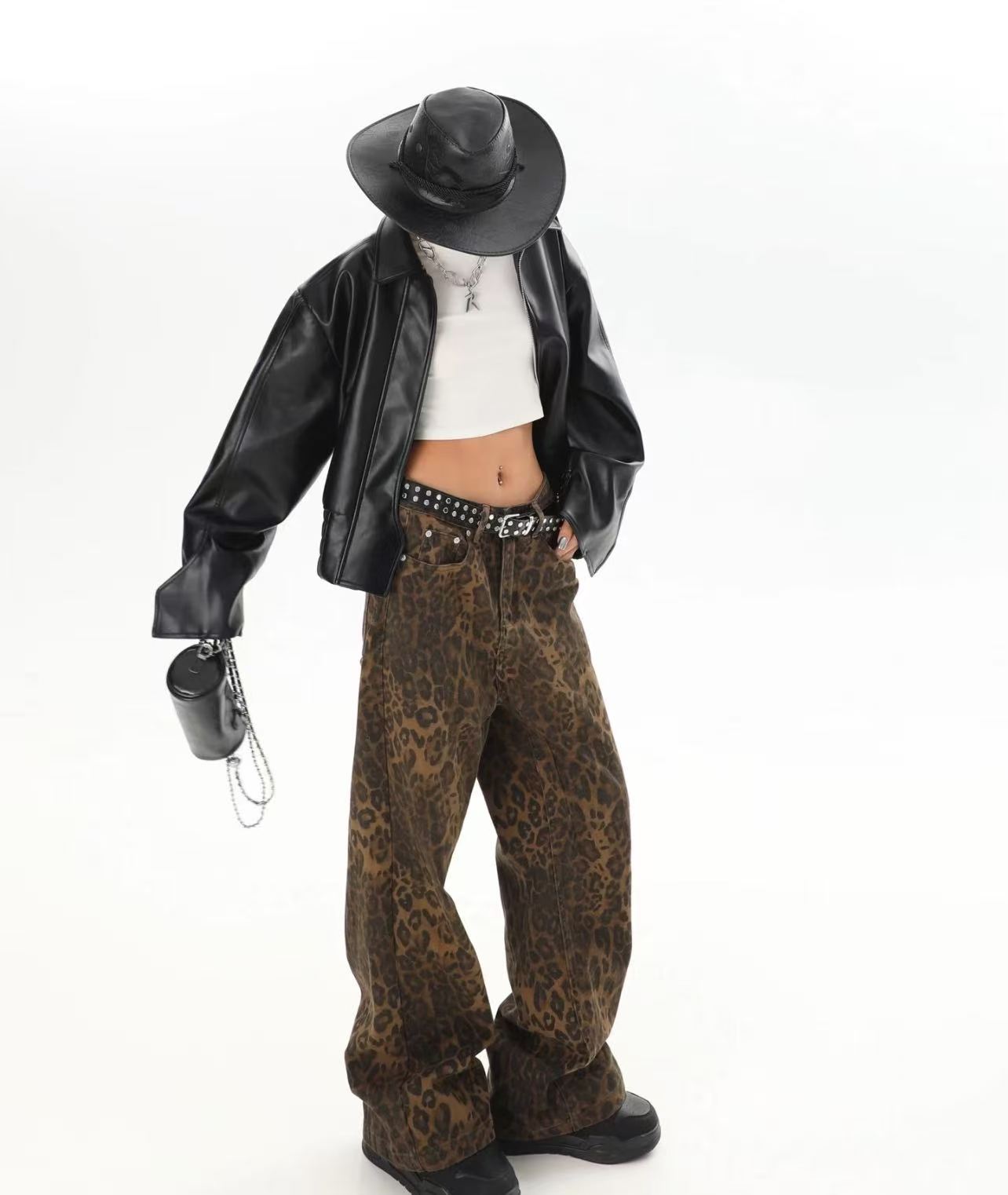 Pantalon large à imprimé léopa - Street Fashion Jeans Women avis et prix